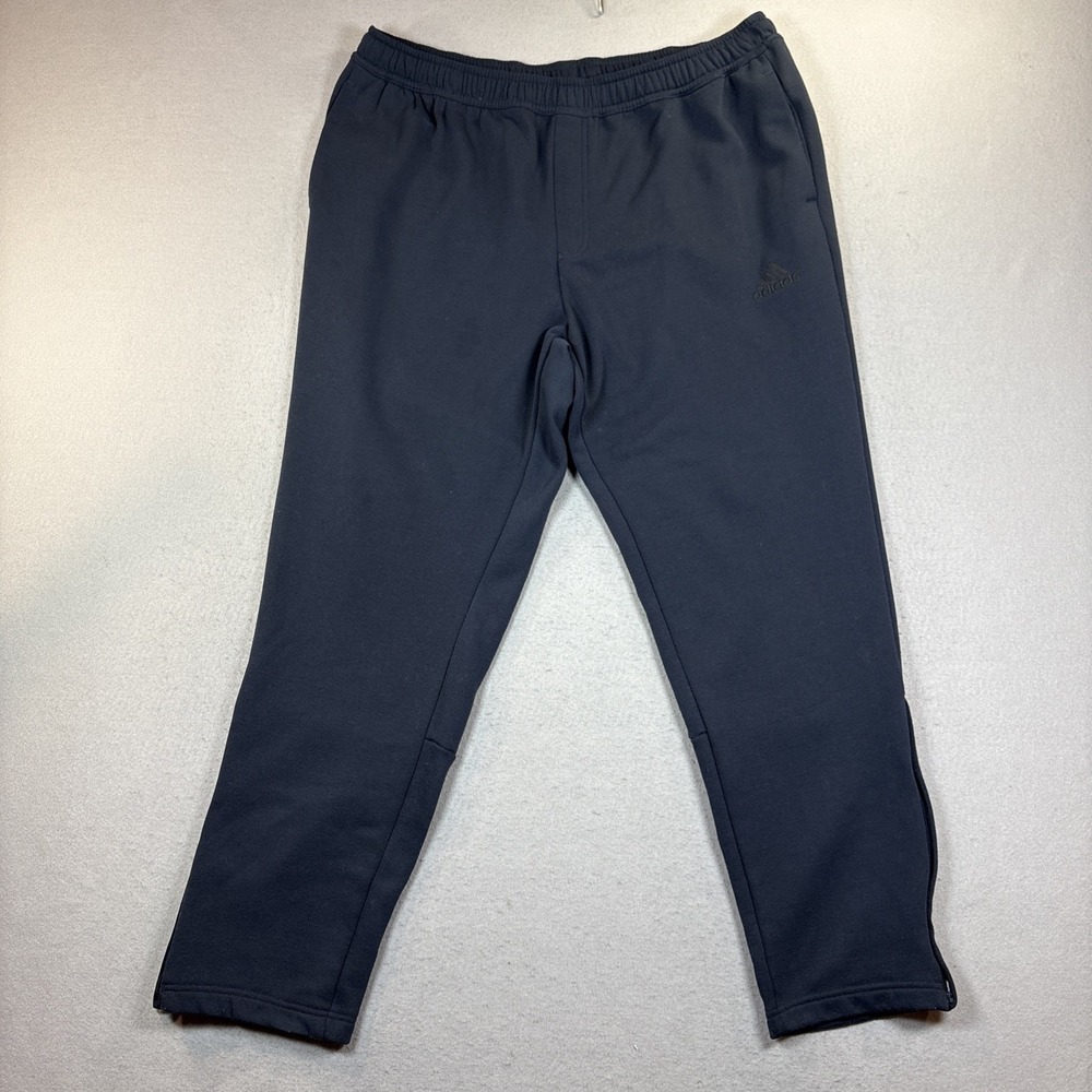 Adidas Sweatpants Men's 2XL Pull-On Tapered Pant Ankle Zip Drawstring Black Logo